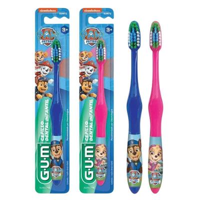 Escova de Dente Infantil Gum Patrulha Canina Cerdas Macias Azul e Rosa