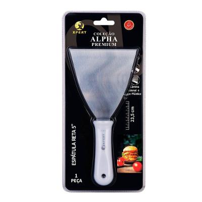Espátula de Cozinha Reta 5'' Aço Inox Cabo Anatômico para Hambúrgueres e Grelhados Inox