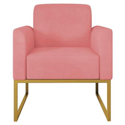Poltrona Decorativa Isabella para Sala Base Industrial Rosê Dourado Gran Belo