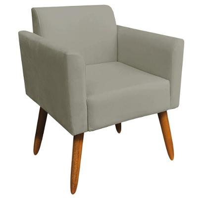 Poltrona Decorativa Isabella G19 Suede Nude com Pés Palito para Sala de Estar Gran Belo