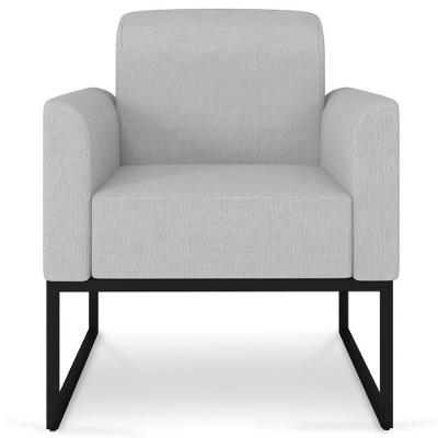 Poltrona Decorativa Isabella G19 em Linho Confortável Cinza Preto Gran Belo