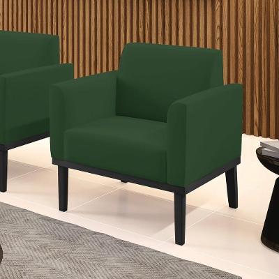 Poltrona Decorativa Isabella em Veludo Verde Esmeralda com Pés Madeira Preto Gran Belo