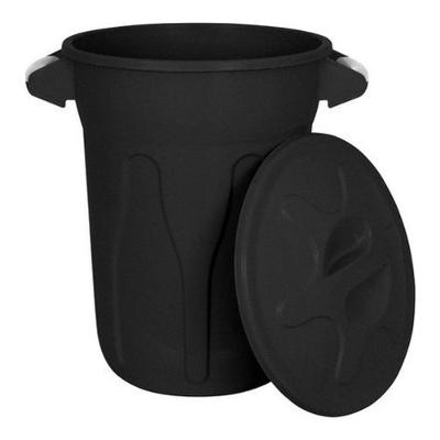 Cesto Balde Plástico 40L com Tampa Abertura Manual Preto Higipack
