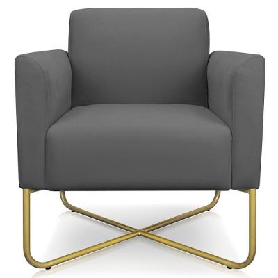 Poltrona Decorativa Isabella Base X Suede Grafite Dourado G19 Gran Belo