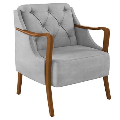 Poltrona Decorativa Hand Veludo Confortável Cinza G45 Gran Belo