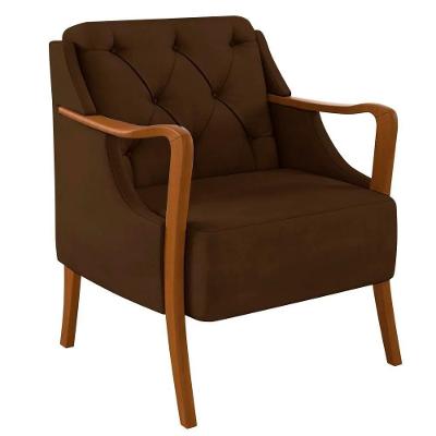 Poltrona Decorativa Hand para Sala de Estar Estofada Confortável Marrom Gran Belo