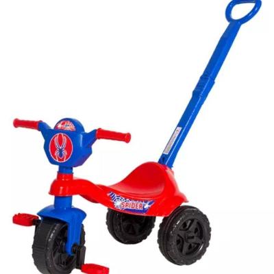Carrinho de Passeio-pedal Infantil Kemotoca Spider com Haste Azul Kendy Brinquedos
