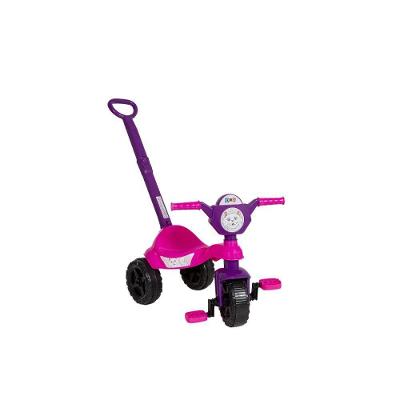 Carrinho de Passeio Pedal Infantil Kemotoca Gatinha com Haste Roxo Kendy Brinquedos