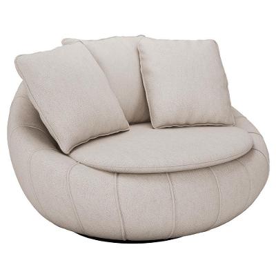 Poltrona Decorativa Giratória Afrodite G45 Linho Bege Claro para Sala de Estar Gran Belo