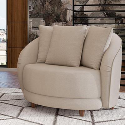 Poltrona Decorativa Galáxia G45 com Almofadas Linho Off White Gran Belo