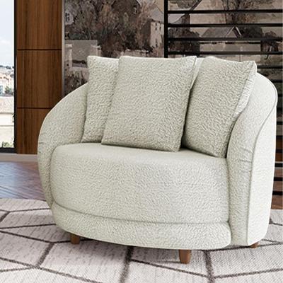 Poltrona Decorativa Galáxia G45 Base Fixa Boucle Off White com Almofadas Gran Belo