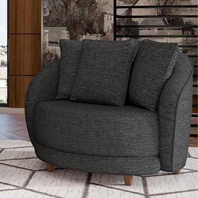Poltrona Decorativa Galáxia G45 com Almofadas Linho Chumbo Conforto para Sala Gran Belo