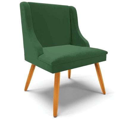 Poltrona Decorativa Firenze Veludo Verde com Pés Palito de Madeira Gran Belo