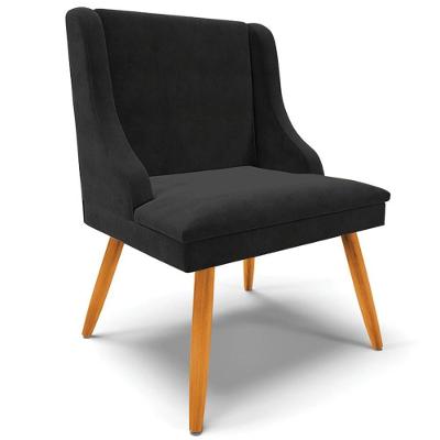 Poltrona Decorativa Firenze Suede com Pés Palito Preto Natural Gran Belo