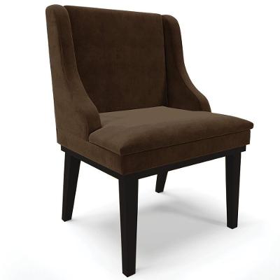 Poltrona Decorativa Firenze Suede Marrom-preto Base Fixa de Madeira Gran Belo