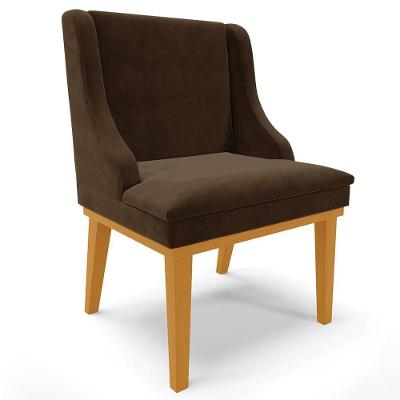 Poltrona Decorativa Firenze Suede Marrom-castanho com Estrutura de Madeira Gran Belo