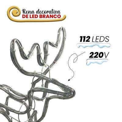Armação de Rena Macho de Led Média Natalina Luz Branca Fria 104 Lâmpadas 220V