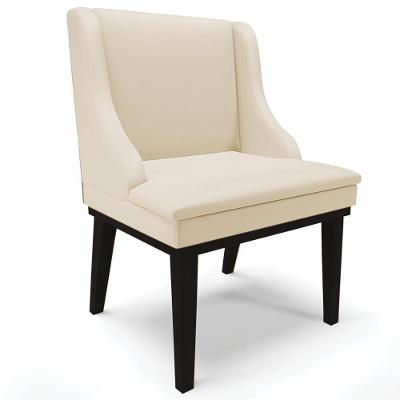 Poltrona Decorativa Firenze G19 Couro Sintético Base Fixa Bege-preto Gran Belo