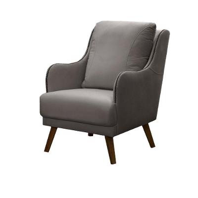 Poltrona Decorativa Catar G33 Suede com Tachas Confortável Cinza Gran Belo