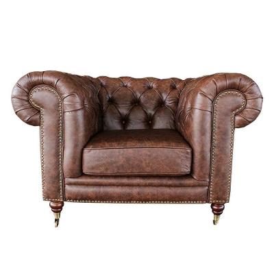 Poltrona Decorativa Chesterfield Duo Couro Tabaco G40 para Sala de Estar Gran Belo
