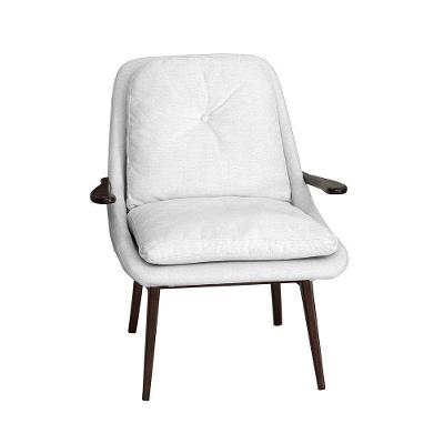 Poltrona Decorativa Cintia G38 Linho Palha com Pés Madeira para Sala de Estar Gran Belo