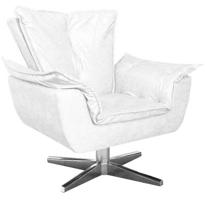 Poltrona Decorativa Charger G19 Pu Branco Base Giratória Cromada para Sala Gran Belo