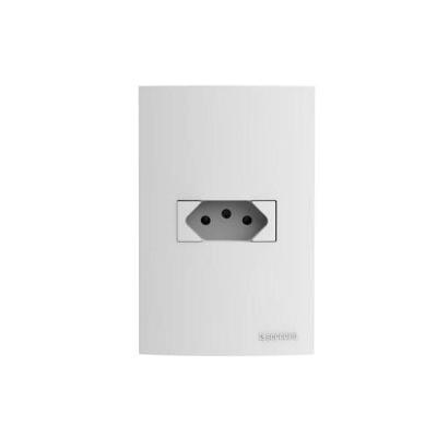 Tomada 2P+T 10A 250V 4x2 Linha Brava Branco para Ambientes Comerciais Soprano