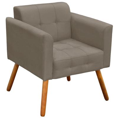 Poltrona Decorativa Karen Suede Pés Palito Nude G19 para Sala Gran Belo