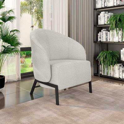 Poltrona Decorativa Kenya G33 para Sala de Estar Bouclê Preto-cinza Gran Belo
