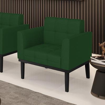 Poltrona Decorativa Karen Veludo Verde Esmeralda G19 com Pés Fixos em Madeira Gran Belo