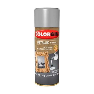 Tinta Spray Acrílica Metallik Spray Metallik Prata 350ml para Diversas Superfícies Colorgin