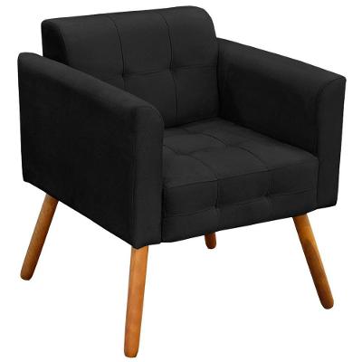 Poltrona Decorativa Karen Suede com Pés Palito Madeira Preto G19 Gran Belo