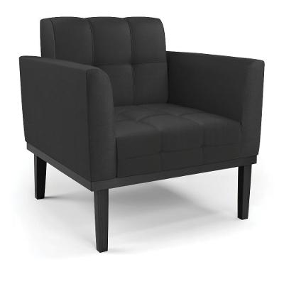 Poltrona Decorativa Karen G19 Sala de Estar Couro Sintético Preto Gran Belo