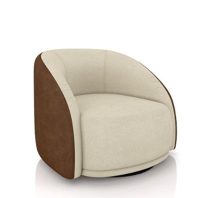 Poltrona Decorativa Jenny G45 Giratória em Metal Preto Bouclê Off White e Marrom Gran Belo