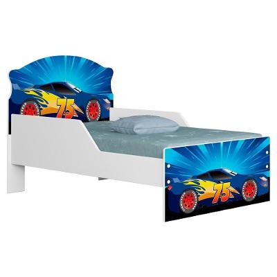 Mini Cama Infantil Lívia Mdf Azul com Grade de Proteção Milani Movelaria