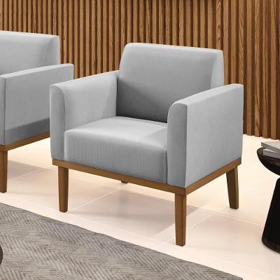Poltrona Decorativa Isabella Suede Cinza G19 com Espuma D-23 para Sala de Estar Gran Belo