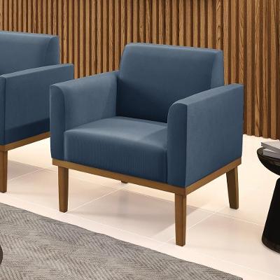 Poltrona Decorativa Isabella Suede Azul Marinho com Espuma D-23 Gran Belo