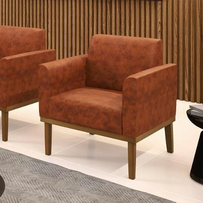 Poltrona Decorativa Isabella G19 Couro Sintético Espuma D-23 Marrom Gran Belo