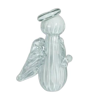 Anjo Decorativo de Cristal Murano Uriel Quartzo Pérola Transparente Cristais Labone