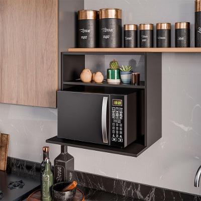 Suporte Suspenso para Micro-ondas G96 com 2 Prateleiras MDP-BP 60cm Preto Gran Belo