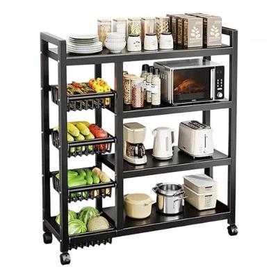 Suporte de Micro-ondas com Fruteira de Chão Aço 80cm Preto Fusco Top Rio Comercial