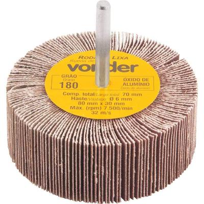 Roda de Lixa 80mm X 30mm com Haste Grão g 180 1271802180 para Lixamento e Acabamento Vonder