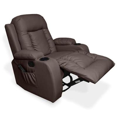 Poltrona do Papai Austin G31 Reclinável com Massagem Pu Marrom Chocolate Gran Belo