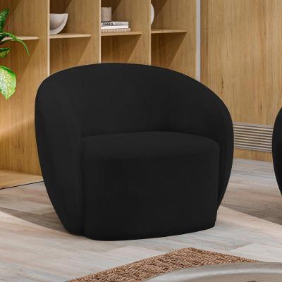 Poltrona Decorativa Íbis G33 Sala de Estar Veludo Preto Encosto Fixo Gran Belo
