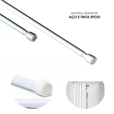 Barra Extensível Ajustável para Cortina de Box de Banheiro 0,90cm a 1,40m em Aço Maxeb