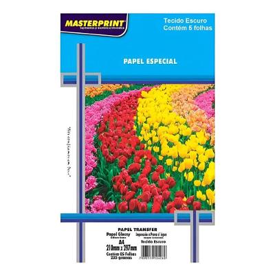 Papel Transfer para Tecido Escuro Masterprint A4 235g Jato de Tinta 5 Folhas Branco