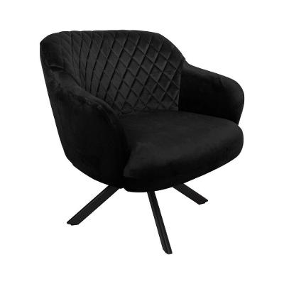 Poltrona Decorativa Kitana G15 Giratória em Veludo Preto Confortável Gran Belo