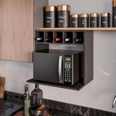Suporte Suspenso para Micro-ondas Canea G96 com Nicho 1 Prateleira MDP-BP Preto Gran Belo
