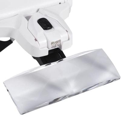 Lupa de Cabeça Profissional com Led e 5 Lentes de Aumento para Leitura Eletronica Artesanato Branco