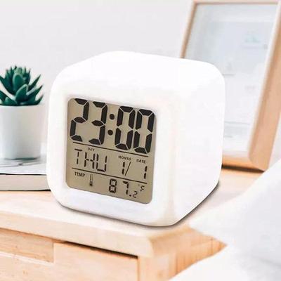 Relógio Despertador Digital Top Rio Comercial Mini com Display LED e Função Soneca Branco
